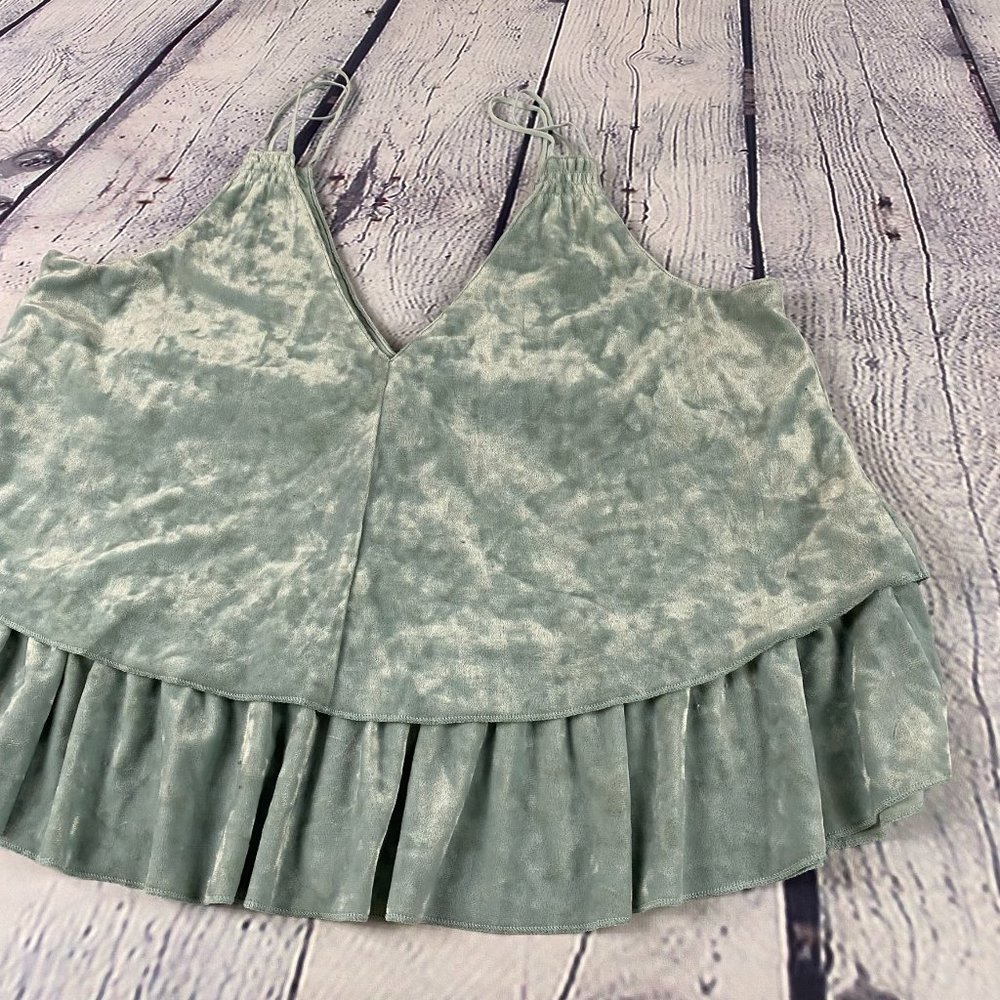 Aerie Crushed Velvet Layered Tank Top Green - Picture 6 of 6